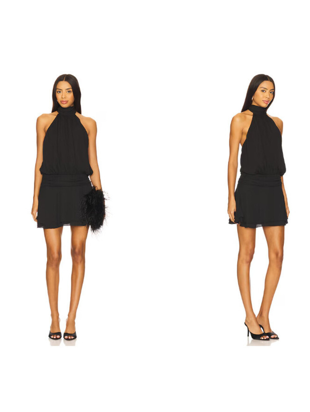 Superdown Shaza Halter Mini Dress black open back size M NWT